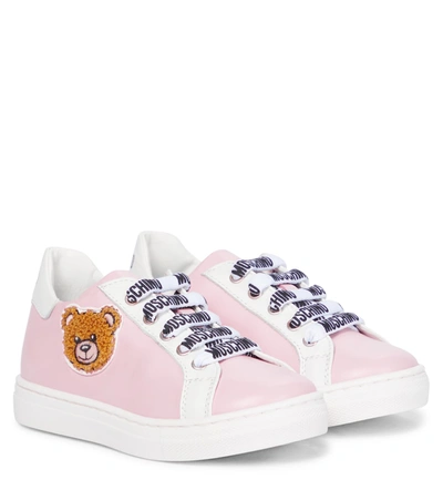 Moschino Babies' Leather Sneakers In Pink