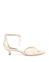 BADGLEY MISCHKA BETSY LACE ANKLE-TIE KITTEN PUMPS,PROD242530051