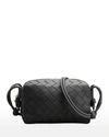 Bottega Veneta Mini Loop Camera Intrecciato Leather Crossbody Bag In Black/gold