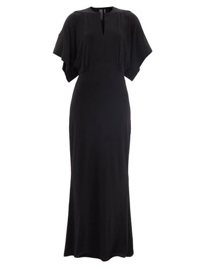 Norma Kamali Obie Cape-sleeve Jersey Maxi Dress In Black