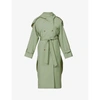 SANDRO WOMENS LIGHT GREEN ARIE BELTED COTTON-BLEND TRENCH COAT 6,R03712477