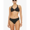 Melissa Odabash Provence Embellished Stretch-piqué Halterneck Bikini Top In Pique Black