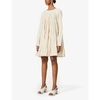 Merlette Womens Light Beige Soliman Flared-hem Cotton Mini Dress L