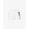 Moschino Teddy Bear-embroidered Mid-rise Cotton-jersey Shorts In White