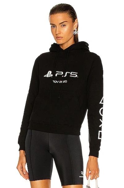 Balenciaga + Playstation Printed Cotton-jersey Hoodie In Black/white
