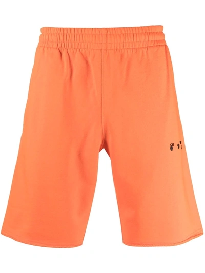 Off-white Logo-print Track Shorts In Orange