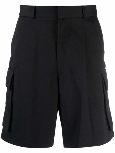 Off-white Organic Cotton Cargo Shorts In Black