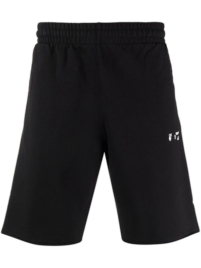 Off-white Men's Cotton Terry Spray Paint Diagonals Sweat Shorts In Black