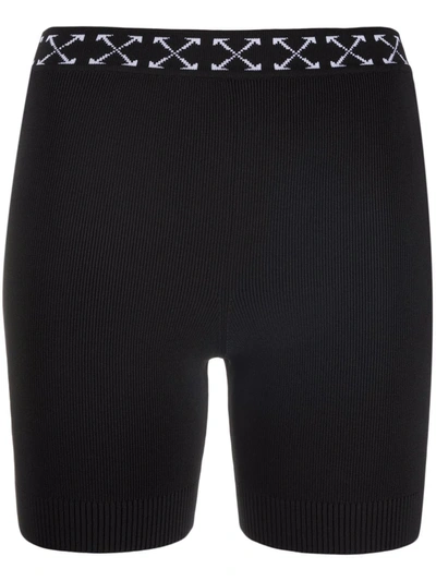 Off-white Bold Black Ribbed-knit Cycling Shorts