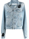 Off-white Cut-out Denim Jacket In Blue