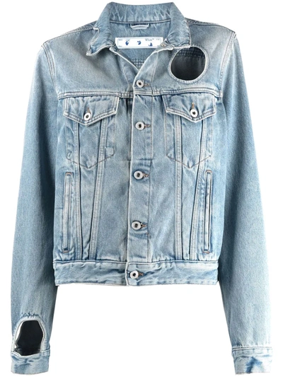 Off-white Cut-out Denim Jacket In Blue