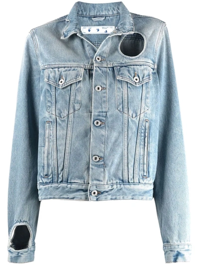 Off-white Cut-out Denim Jacket In Blu