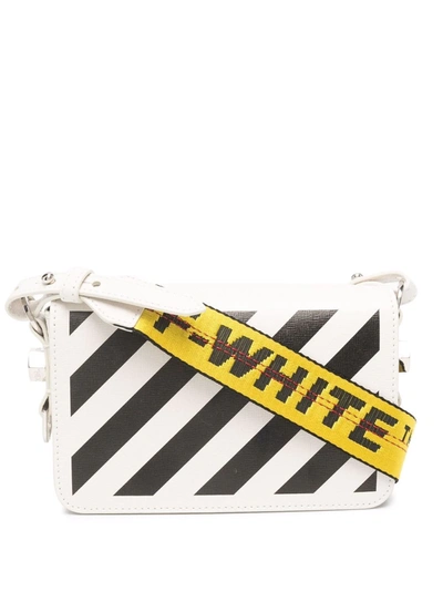 Off-white Diag 条纹皮质单肩包 In White