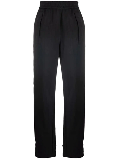 Off-white Ankle-strap Straight-leg Trousers In Black