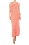 NINA LEONARD V-NECK STRIPE MAXI DRESS