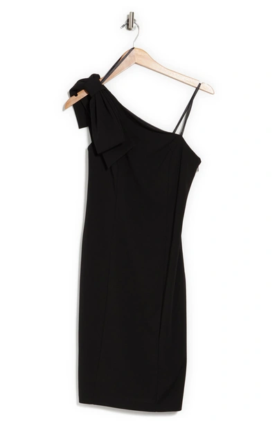 Marina Bow Detail One Shoulder Sheath Dress In Black