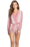 Fraiche By J Patterned Long Sleeve Romper In Pink Multi