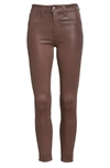 Lagence L'agence Margot Coated Crop Skinny Jeans In Mahogany Coated