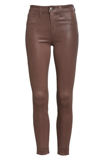 Lagence L'agence Margot Coated Crop Skinny Jeans In Mahogany Coated