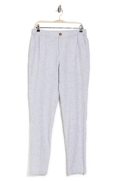 14th & Union E-waist Linen Blend Pants In Grey Tornado