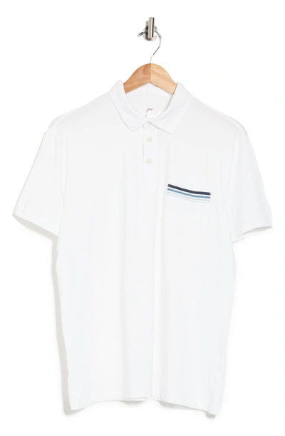 Marine Layer Stripe Pocket Polo In White