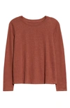 Eileen Fisher Organic Linen Long Sleeve T-shirt In Clay