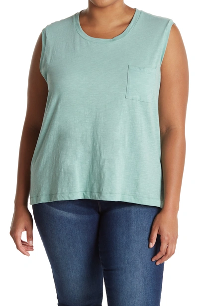 Madewell Pocket Slub Muscle Tank Top In Bleached Linen
