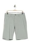 14th & Union Garment Dye Stretch Trim Fit Shorts In Green Slate
