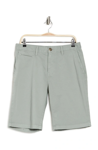 14th & Union Garment Dye Stretch Trim Fit Shorts In Green Slate