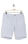 14th & Union Linen Shorts In White-blue Slub Stp