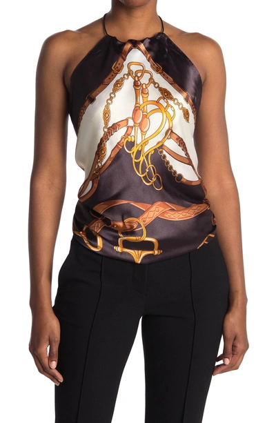La Fiorentina Chain Print Scarf In Brown