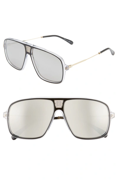 Givenchy 61mm Aviator Sunglasses In Black/ Silver Mirror  display picture 1