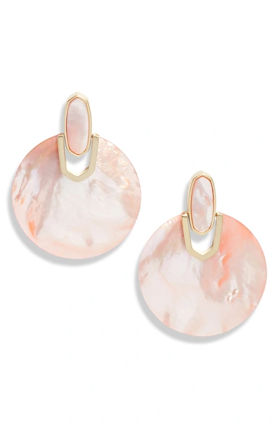 Kendra Scott Didi Drop Earrings In Peach Mother Of Pearl/ Gold