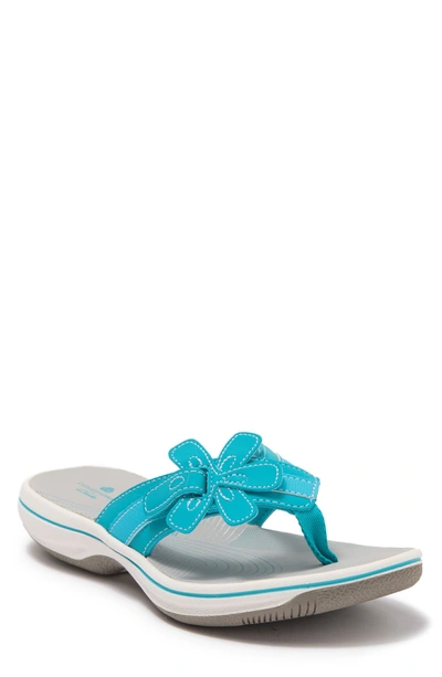 Clarks Clark's Brinkley Flora Flip Flop Sandal In Aqua Synthetic