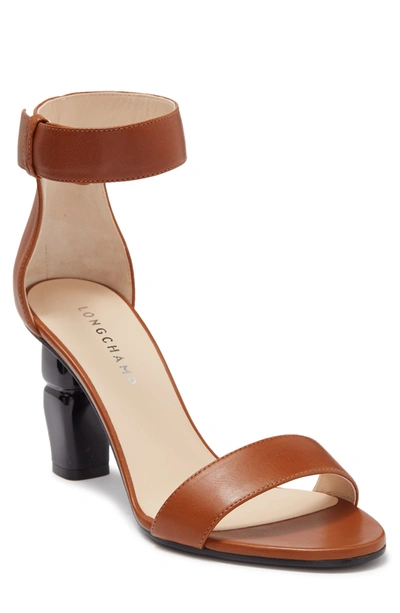 Longchamp High Heel Sandal In Cognac