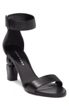 Longchamp Leather Ankle Strap Block Heel Sandal In Black