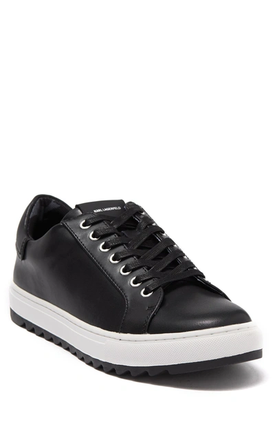 Karl Lagerfeld Recycled Leather Low Top Sneaker In Black