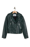 Walter Baker Liz Leather Crop Moto Jacket In Forest