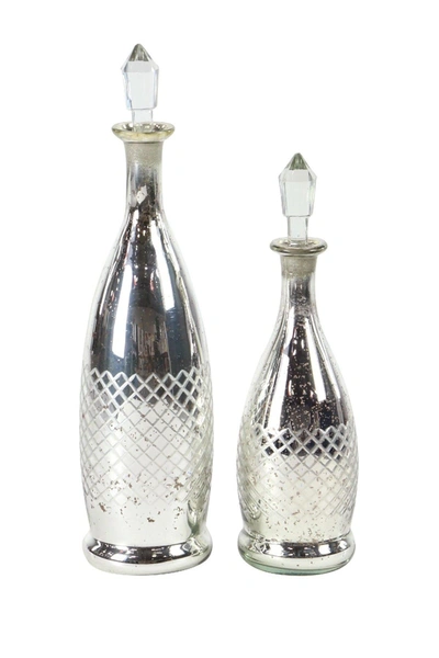 Uma Traditional Silver Glass Bottle With Clear Stopper In Multi