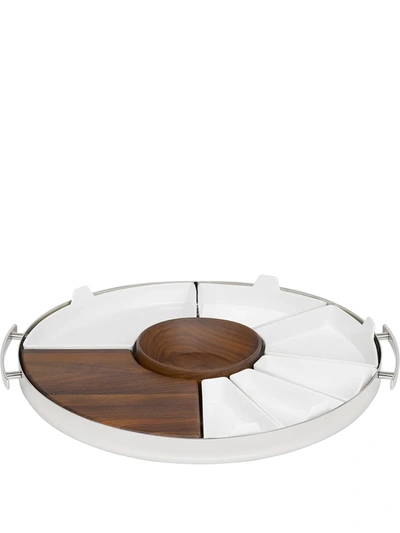 Christofle Mood Stainless Steel, Walnut & Porcelain 10-piece Party Tray In Multi