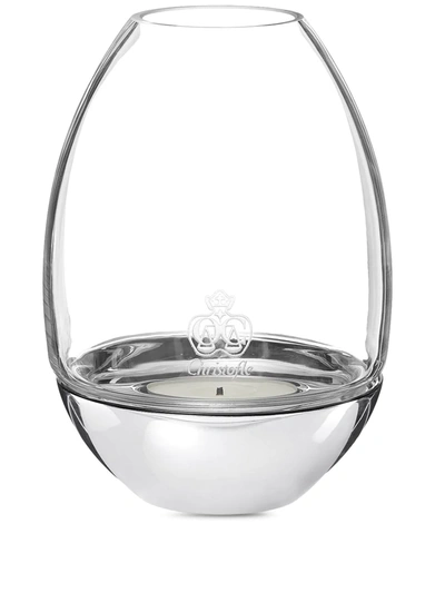 Christofle Mood Nomade Stainless Steel Clear Candle Holder In Silver