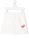 Off-white Kids' Rounded Logo French Terry Skirt In White