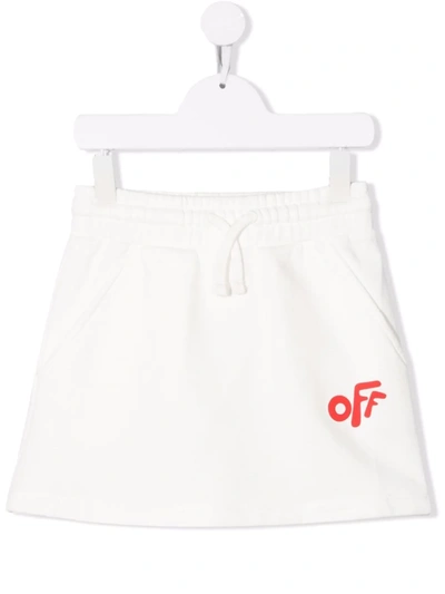Off-white Kids' Off 印花迷你半身裙 In White