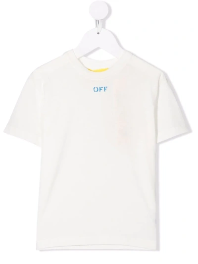 Off-white Kids' 徽标印花短袖t恤 In White