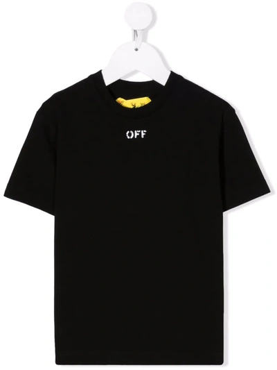 Off-white Black T-shirt For Kids With Logo