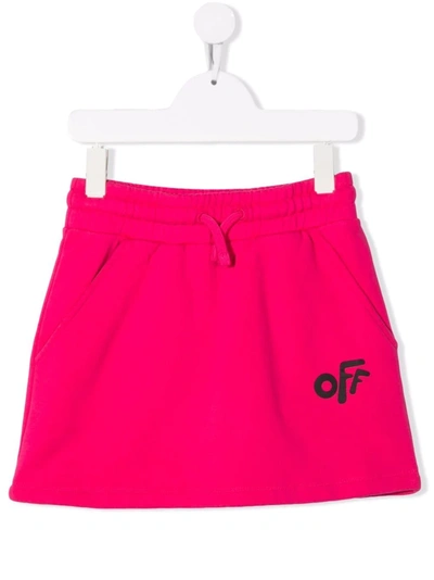 Off-white Kids' Logo-print Track Skirt In Pink