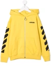 Off-white Yellow Cotton Hoodie With Logo Print In Yellow