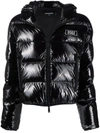 Dsquared2 Shiny Ripstop Hooded Down Jacket In Black