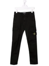 Stone Island Logo-patch Cargo Trousers In Black