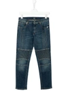 Balmain Teen Mid-rise Straight-leg Jeans In Blue